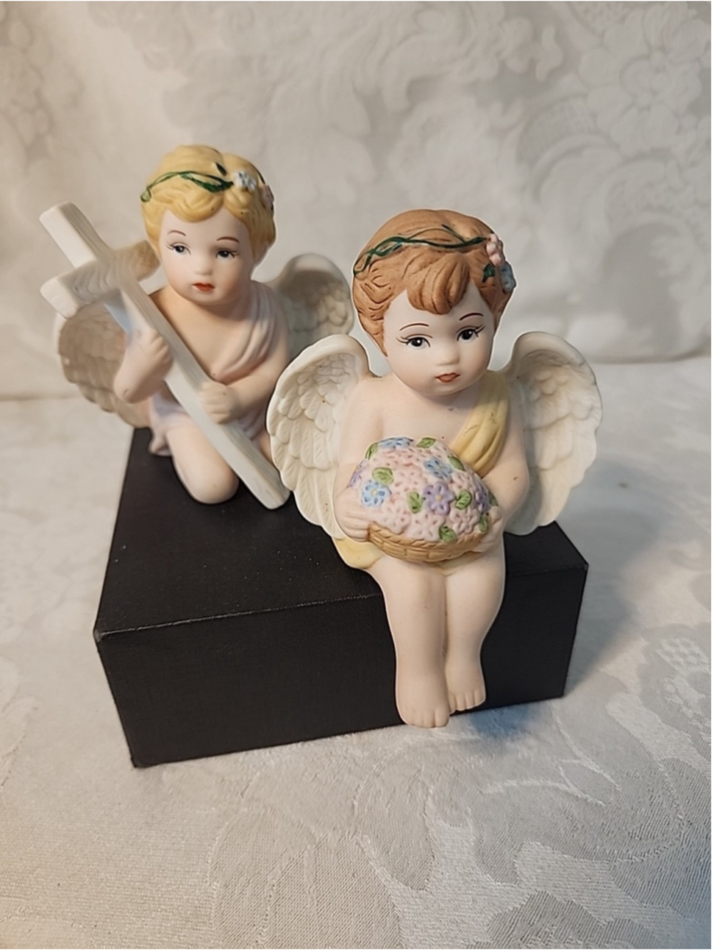 Set of 2, Four Seasons Cherubs Shelf Sitters Whimsical Mothers Day Gift